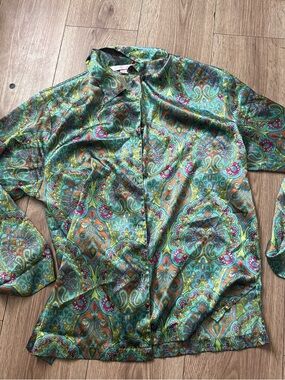 Victoria's Secret Green Multi Paisley Satin-Feel